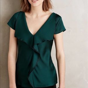 Anthropologie Meadow Rue Cascade Green Top Size L